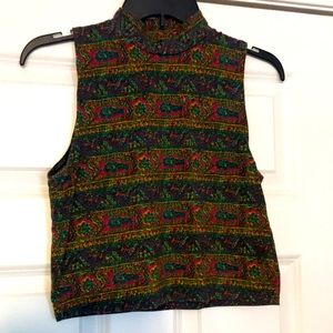 Paisley mock neck crop top
